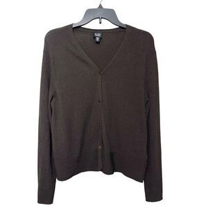 Eileen Fisher Brown V-Neck Button-Front Cardigan Sweater Size XS